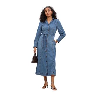 Moss Copenhagen Kleedjes, Dames, Blauw, S, Katoen, MSCHTuro Alena Shirt Dress