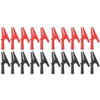 OEM Pinzas De Cocodrilo Aisladas De 30 A, 20 Unidades Con Conector Banana De 4 Mm Para Prueba De Bater&iacute;as De Coche, Rojo/negro - Crezuo