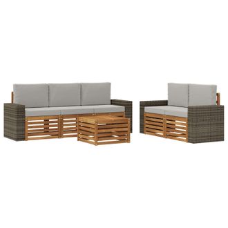 vidaXL Juegos De Sof&aacute;s Con Coj&iacute;n 6 Pcs Madera De Acacia S&oacute;lida Vidaxl
