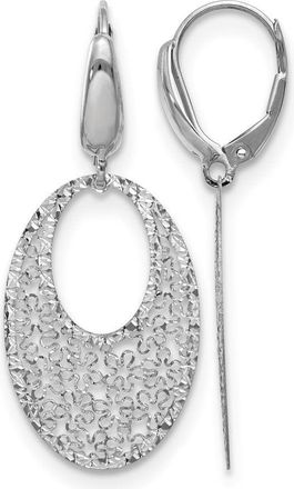 Diamond2Deal 14K White Gold Polished and Textured Floral Drop Dangle Earrings