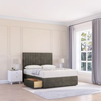 Sloomy Manhattan Dumfries Bed Set With No Drawers Mattress & 54 Headboard in Dark Grey | Size: Small Single