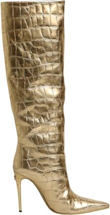 Dolce & Gabbana Gouden leren stiletto laarzen - Dames - Laarzen met Hak - Geel - 39 EU - Leer - Schoenen