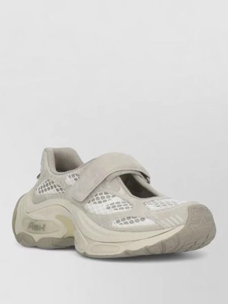 Ash mesh leather sneakers raised sole round toe
