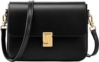 Generic Compatible For Womens Bag And Crossbody Commuter Shoulder Small Square Cowhide(Black)