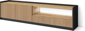 Skraut Home Skraut Home - Mueble Tv, Televisi&oacute;n, Muebles De Sal&oacute;n, Almacenaje, 207x37x50cm, Para Tv Hasta 80, Led, Estilo Moderno, Roble Y Negro