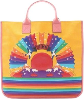 Gucci Pre-owned Tote Bags, female, Pink, Size: ONE SIZE Pre-owned Canvas Tote Bag