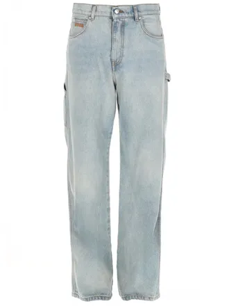 Msgm Logo-Detailed Cotton Jeans - Blue