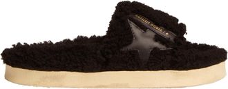 Golden Goose Womens Poolstar Shearling Slide Sandals In Black