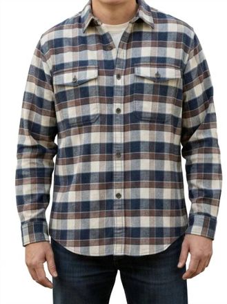 Eddie Bauer Hemplify Flannel Button Shirt In Blue Brown Gray Plaid