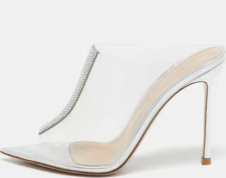 Gianvito Rossi Transparent Pvc Crystal Embellished Sigma Mules