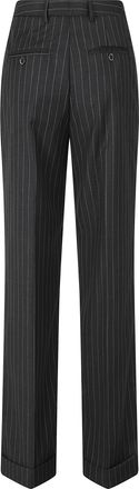 Semicouture Lola Pinstripe Cuffed Virgin Wool Trousers