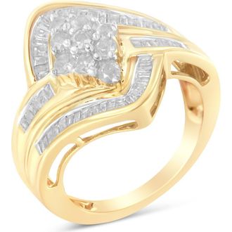 House of Brilliance 10K Yellow Gold 1.0 Cttw Diamond Bypass Cluster Ring at Nordstrom, Size 7.5