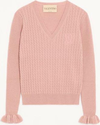 Valentino Maglia In Cashmere Ricamata Donna ROSA XL