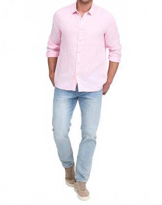 Raffi Pure Linen Long Sleeve Shirt In Pink