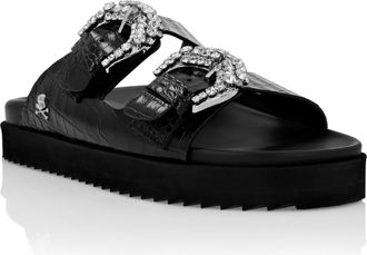 Philipp Plein Platte Sandalen Skull