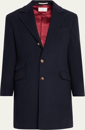 Brunello Cucinelli Mens Cashmere Single-Breasted Topcoat