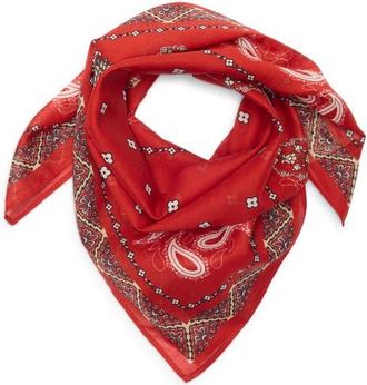 Open Edit Square Cotton Bandana in Red Paisley at Nordstrom