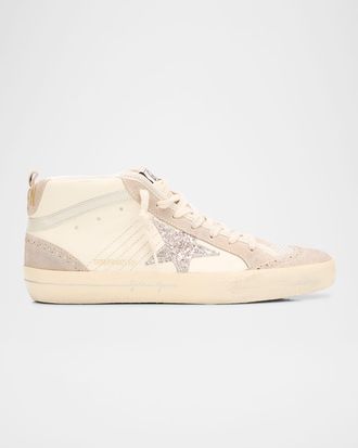 Golden Goose Midstar Mixed Leather Mid-Top Sneakers
