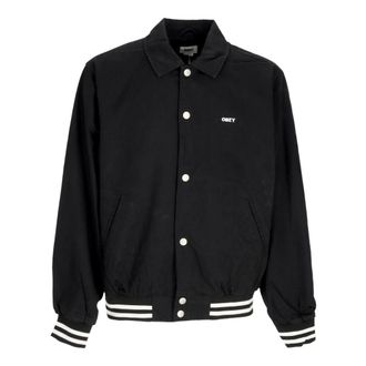 Obey Icon Face Varsity Jack Zwart - Heren - Bomber jackets - Zwart - L - Katoen - Jassen
