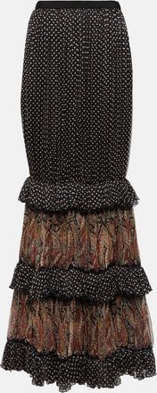 Etro Printed silk maxi skirt