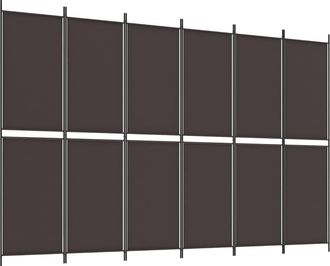 vidaXL Biombo Divisor De 6 Paneles De Tela Marr&oacute;n 300x200 Cm Vidaxl