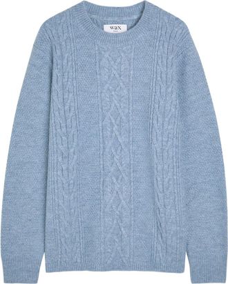 Wax London Hyatt Cable-knit Jumper - Blue - Xxl