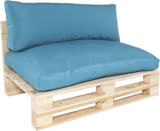 EDÈN JARDÍ Sofá palet con cojines jardín de pino nuevo poliéster 180gr turquesa