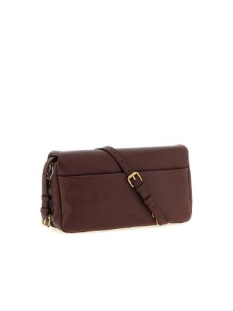 Pinko Lambskin Leather Crossbody Bag - Brown
