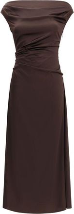 Staud Brown Silk Cocktail Womens Dress