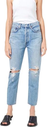 A Gold E Riley Crop Jean In Blitz