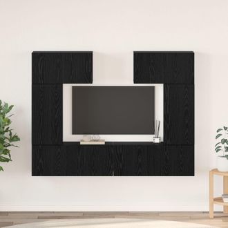 Berkfield Home TV Cabinet Set 6 pcs Black oak 80 x 30 x 30 cm Engineered wood