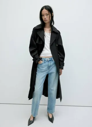 Mango Trench lungo doppiopetto nero - Donna - XXS - MANGO