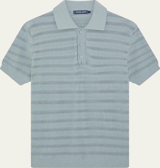 Frescobol Carioca Mens Vidal Cotton Knit Jacquard Stripe Polo Shirt
