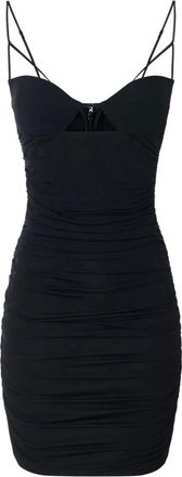 Elisabetta Franchi Kleedjes, Dames, Zwart, XL, Satijn, Gekreukte Cr&ecirc;pe Mini Jurk