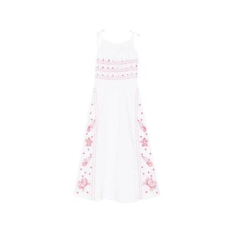 Maison Labiche Midi Dresses, female, White, Size: XS Floral Embroidered Midi Dress