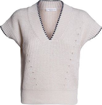 Roberto Collina V-neck Knitwear, female, Beige, Size: M Knitted Slipover