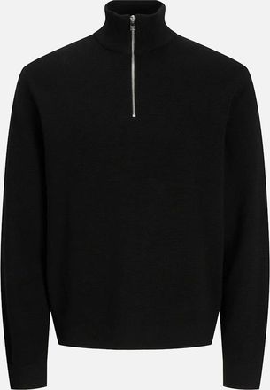 Jack & Jones Mens Jack & Jones JPR BLAMILANO Stitch Knit Half Zip Black - Size: 38