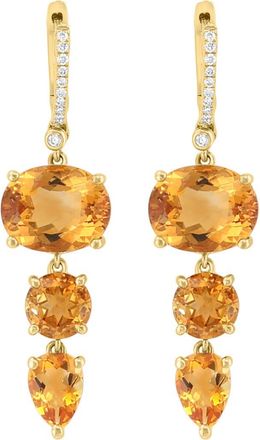 Effy 14K Yellow Gold Diamond Accent Citrine Drop Earrings in 14K Gold at Nordstrom