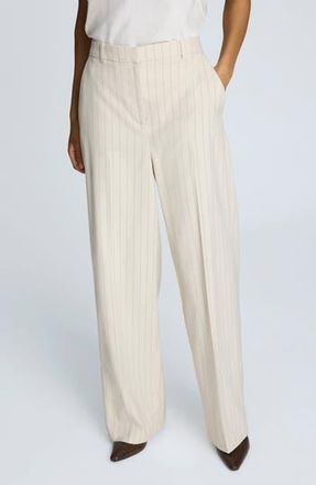 Kenneth Cole Pinstripe High Waist Wide Leg Pants in Neutral Combo at Nordstrom Rack, Size 6