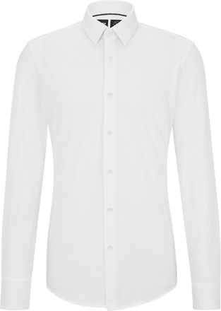 HUGO BOSS Mens Slim Fit Collared Long Sleeve Oxford Shirt in White - Size 15.75 inch