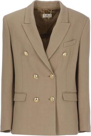 Elisabetta Franchi Double-breasted Button Blazer - Dames - Blazers - Bruin - XS - Leer - Jassen