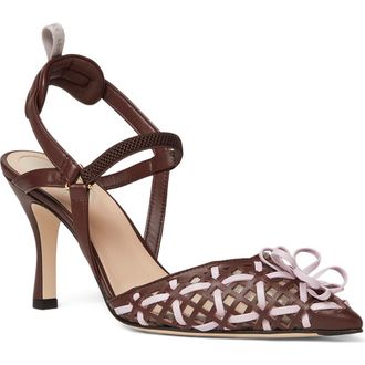 Fendi Colibr&igrave; Lite Pointed Toe Slingback Pump in F1Vmj Mahogany Anemone at Nordstrom, Size 7.5Us