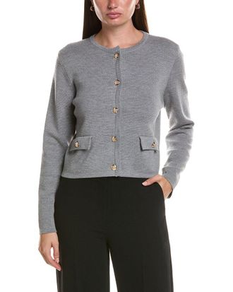 Bruno Magli Cropped Crewneck Wool Jacket
