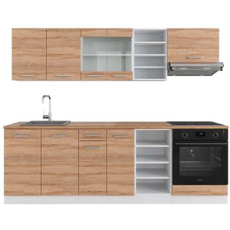 Vicco Mueble De Cocina R-line, Sonoma/blanco, 240 Cm, Et Roble