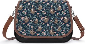 Generic Funny Sloth Hanging On The Tree Flowers Crossbody Bags for Women Shoulder Messenger Bag Purse Handbags