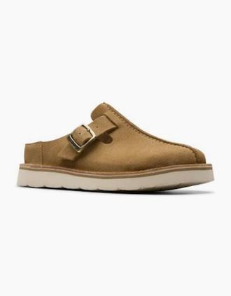 Clarks Womens Clarks Solsbury Mule in Dark Sand suede - Brown - Size: 6/D standard