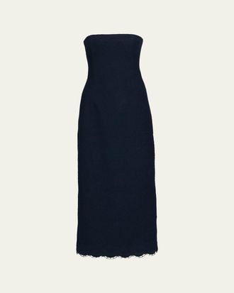 Oscar De La Renta Strapless Tweed Maxi Dress
