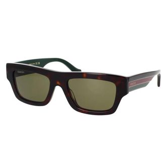 Gucci Sunglasses, unisex, Brown, 55 MM, Rectangular Sunglasses with Bold Acetate Frame