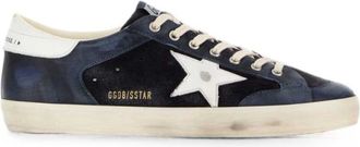 Golden Goose Navy Blue Logo Sneakers
