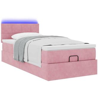 vidaXL Cama Otomana Con Colch&oacute;n Y Led Terciopelo Rosa 80x200 Cm Vidaxl